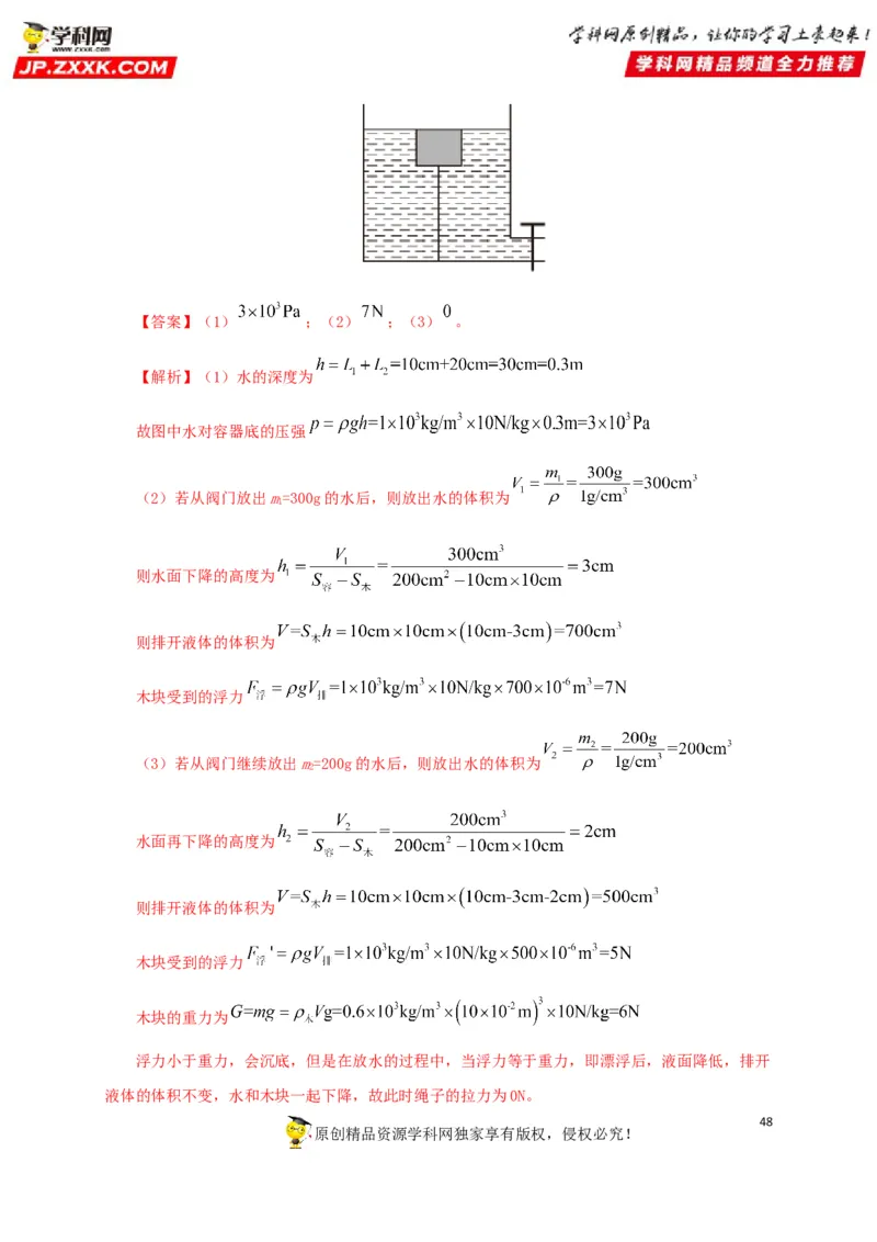 专项二压强、浮力综合（解析版）_8、物理总复习_8.中考物理总复习_2022年中考复习资料_三年（2019-2021）中考真题物理分项汇编（全国通用）