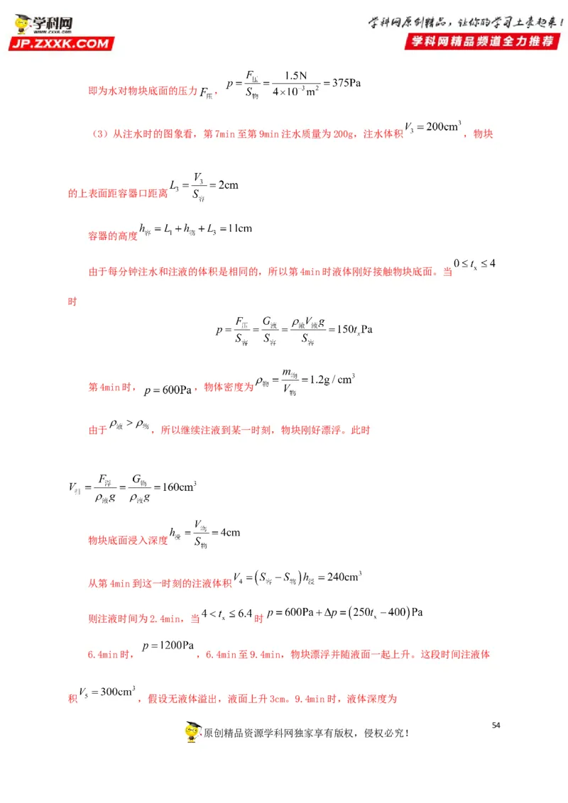 专项二压强、浮力综合（解析版）_8、物理总复习_8.中考物理总复习_2022年中考复习资料_三年（2019-2021）中考真题物理分项汇编（全国通用）