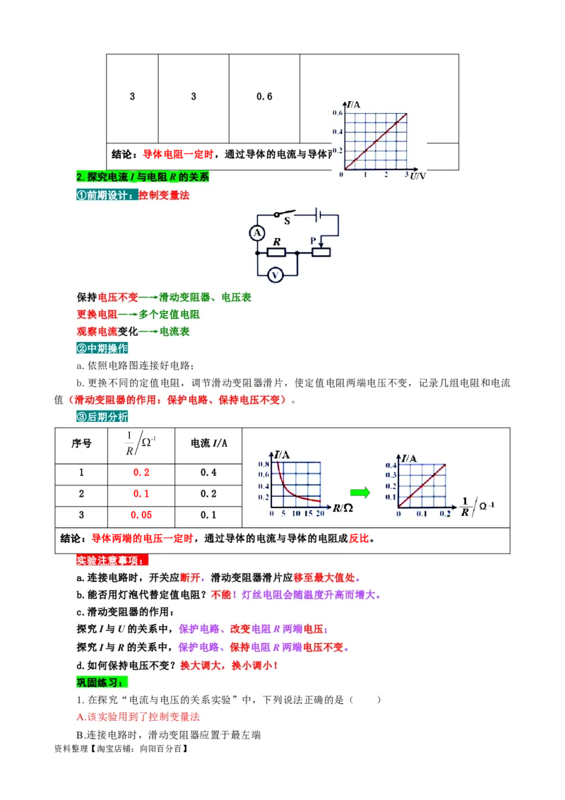 《欧姆定律基础过关及重难点突破》_8、物理总复习_2024年中考复习资料_专项复习资料_2024年中考物理复习辅导系列_❤更新专项复习