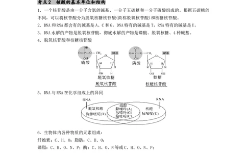 专题04核酸（原卷版）_通用版（老高考）复习资料_2024年复习资料_完备战2024年高考生物一轮复习抢分特训（全国通用）