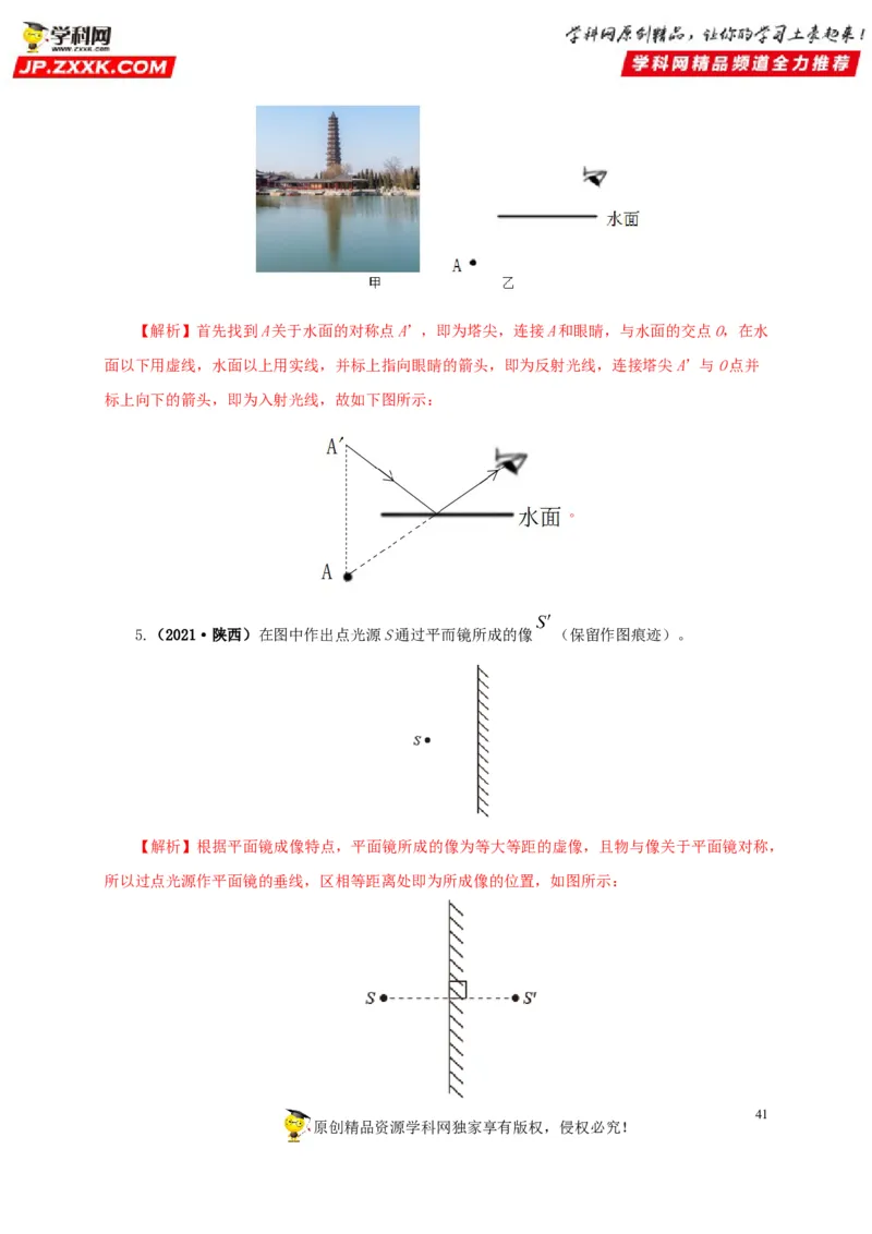 专题02光现象（解析版）_8、物理总复习_8.中考物理总复习_2022年中考复习资料_三年（2019-2021）中考真题物理分项汇编（全国通用）