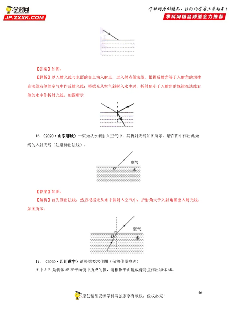 专题02光现象（解析版）_8、物理总复习_8.中考物理总复习_2022年中考复习资料_三年（2019-2021）中考真题物理分项汇编（全国通用）