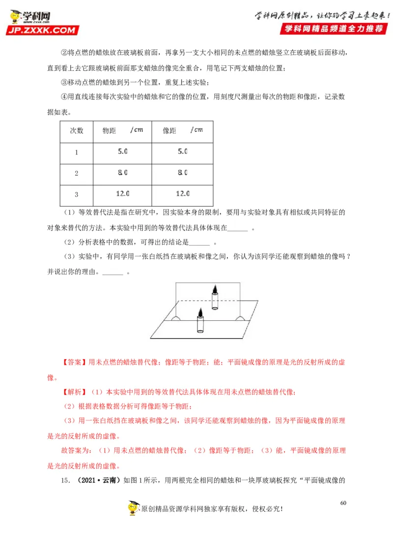 专题02光现象（解析版）_8、物理总复习_8.中考物理总复习_2022年中考复习资料_三年（2019-2021）中考真题物理分项汇编（全国通用）