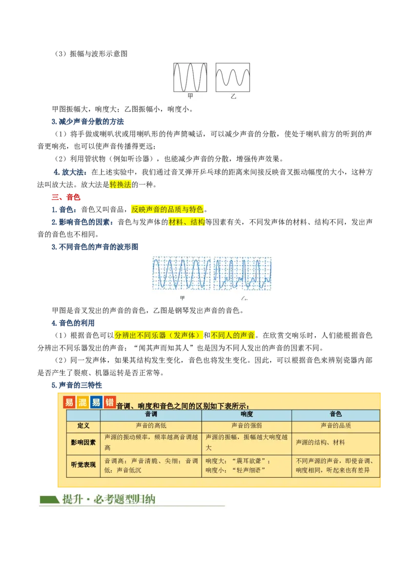 专题01声现象（讲义）（原卷版）_8、物理总复习_8.中考物理总复习_2024年中考复习资料_一轮复习资料_完2024年中考物理一轮复习课件+讲义+练习（全国通用）