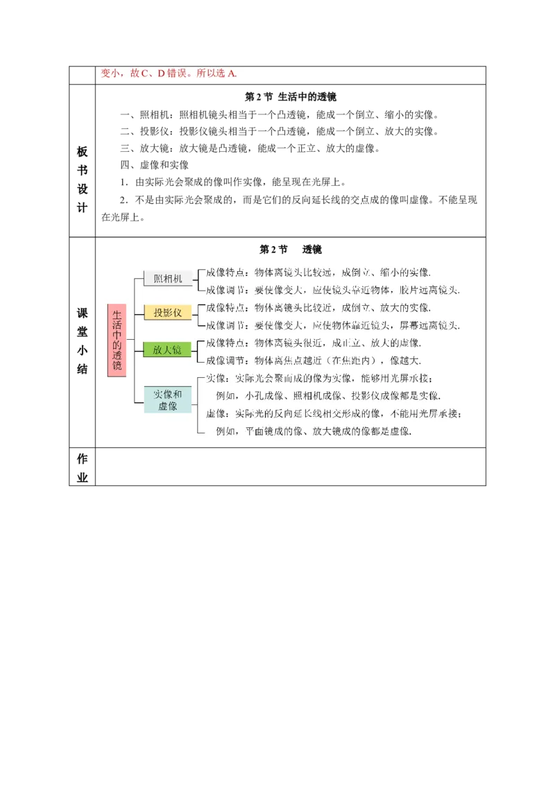 5.2生活中的透镜（教学设计）-（人教版2024）_初物_八年级上下册+九年级全一册物理_八年级物理上册_教学设计（完）