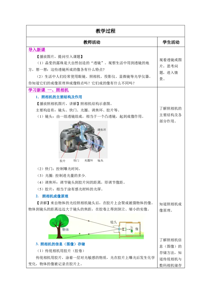 5.2生活中的透镜（教学设计）-（人教版2024）_初物_八年级上下册+九年级全一册物理_八年级物理上册_教学设计（完）