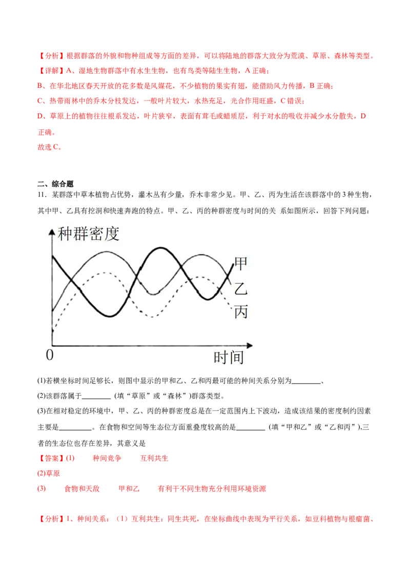 考点通关卷31种群和群落（解析版）_2024年新高考资料_1.2024一轮复习_2024年高考生物一轮复习考点通关卷（新高考通用）_考点通关卷31种群和群落-2024年高考生物一轮复习考点通关卷