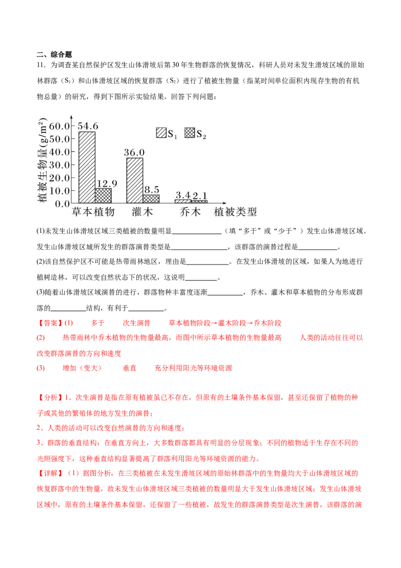 考点通关卷31种群和群落（解析版）_2024年新高考资料_1.2024一轮复习_2024年高考生物一轮复习考点通关卷（新高考通用）_考点通关卷31种群和群落-2024年高考生物一轮复习考点通关卷