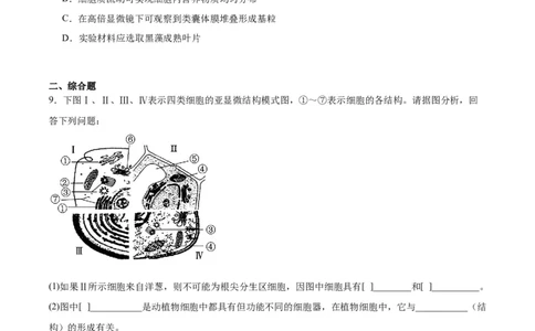 考点通关卷06细胞器和生物膜系统（原卷版）_2024年新高考资料_1.2024一轮复习_2024年高考生物一轮复习考点通关卷（新高考通用）