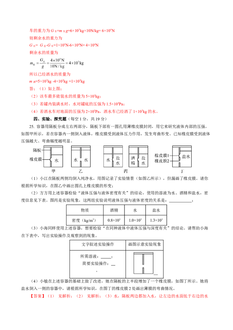 专题06密度压强（测试）(全国通用）解析版_8、物理总复习_8.中考物理总复习_2024年中考复习资料_二轮复习资料_完2024年中考物理二轮复习课件+讲义+练习（全国通用）