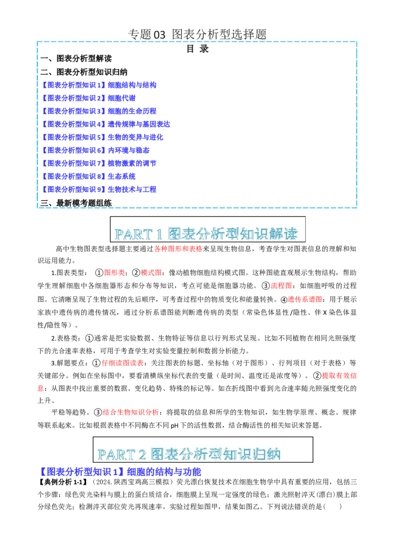 专题03图表分析型选择题（原卷版）_2025年新高考资料_二轮复习_2025年高考生物二轮热点题型归纳与变式演练（新高考通用）3404350
