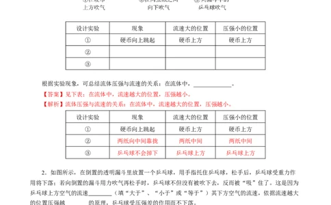 9.5流体压强与流速的关系（分层作业）解析版_初物_八年级上下册+九年级全一册物理_八年级物理下册_分层作业（更新中）