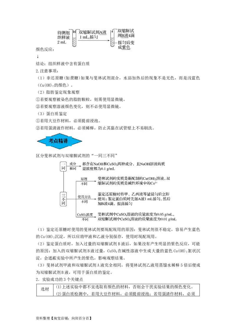 专题02细胞中的无机物、糖类和脂质（串讲）（解析版）_新高考复习资料_2024年新高考复习资料_一轮复习资料_完备战2024年高考生物一轮复习串讲精练（新高考专用）_串讲_解析版