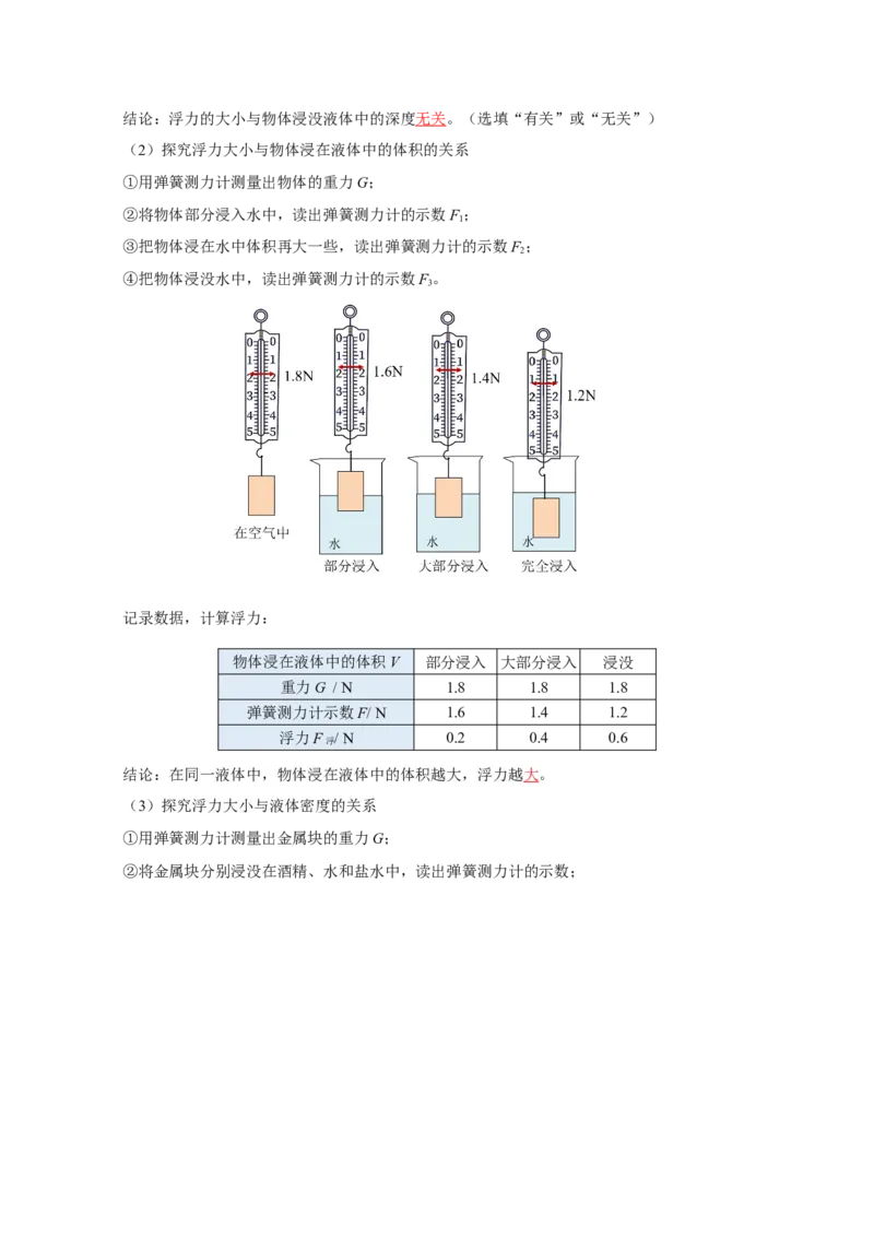 10.1浮力（导学案）-（教师版）_初物_八年级上下册+九年级全一册物理_八年级物理下册_老课标资料_导学案
