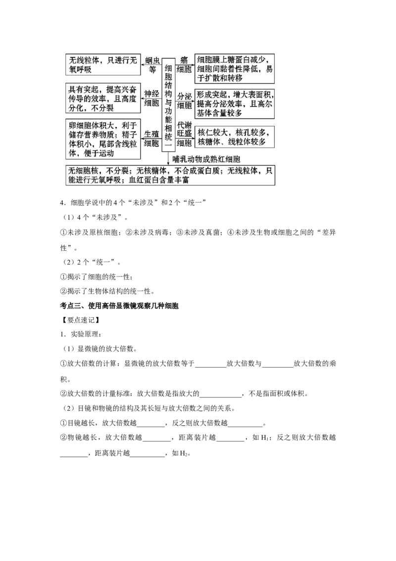 专题01走近细胞(学生版)_新高考复习资料_2023年新高考复习资料_二轮复习_增分要点2023高考生物二轮复习专题解读和分层训练291073137