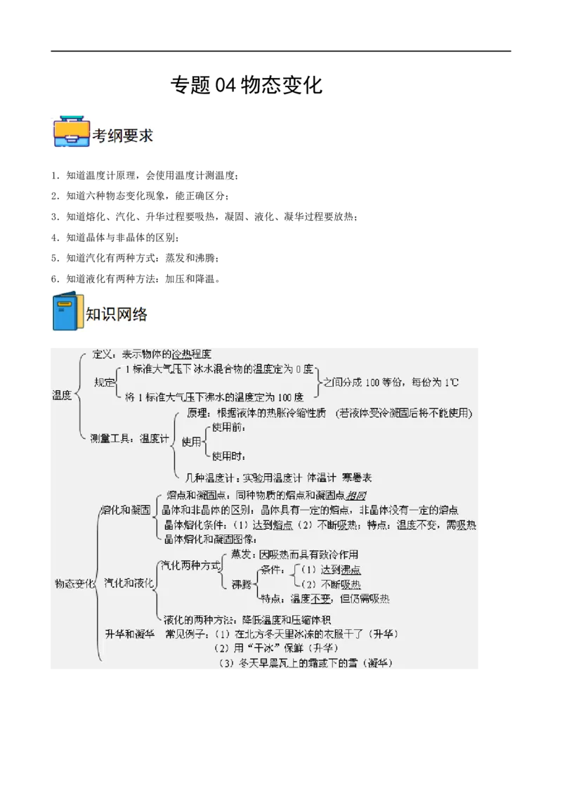 专题04物态变化全攻略备战2023年中考物理一轮重难点复习（解析版）_8、物理总复习_8.中考物理总复习_2023年中考复习资料_一轮复习_全攻略备战2023年中考物理一轮重难点复习
