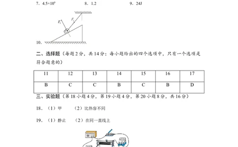 2024年中考押题预测卷02（安徽卷）-物理（参考答案）_8、物理总复习_2024中考模拟题物理_押题预测_2024年中考押题预测卷02（安徽卷）-物理（含考试版、全解全析、参考答案、答题卡）