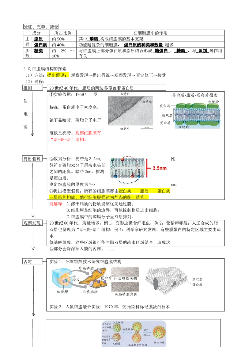 第5讲细胞膜和细胞核（讲义）（教师版）_2024年新高考资料_1.2024一轮复习_2024年高考生物一轮复习讲练测（新教材新高考）