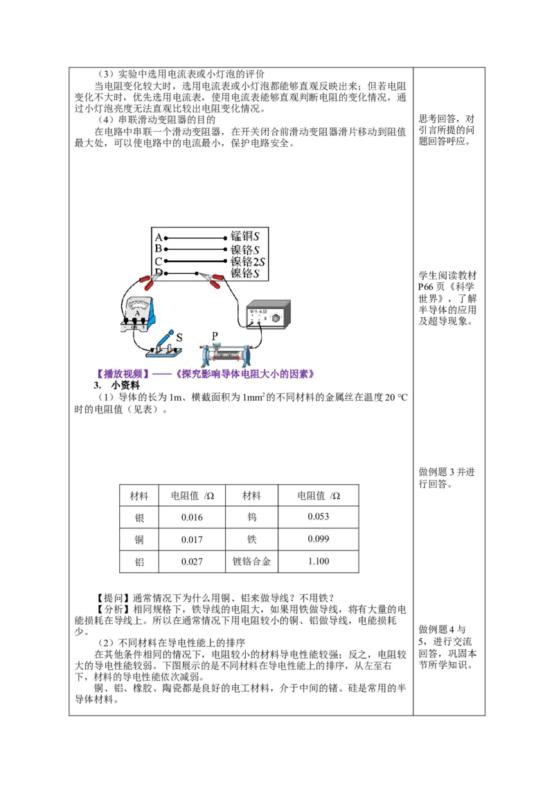 16.3电阻（教学设计）-（人教版）_初物_八年级上下册+九年级全一册物理_九年级物理全一册_教学设计