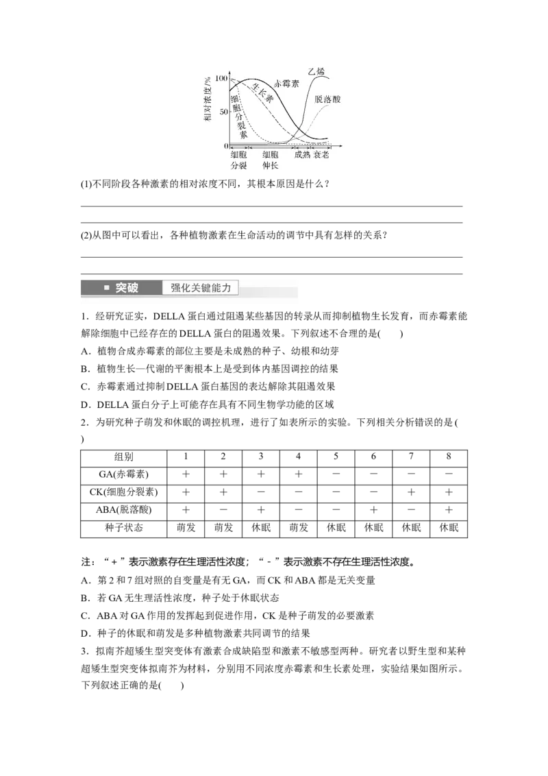 第8单元　第10课时　其他植物激素、植物生长调节剂及环境因素参与调节植物的生命活动_2024年新高考资料_1.2024一轮复习_2024年高考生物一轮复习讲义（新人教版）_学生版在此文件夹