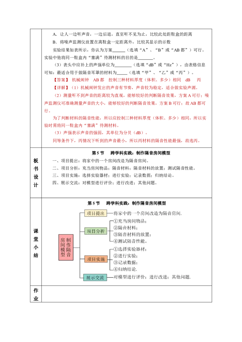 2.5跨学科实践：制作隔音房间模型（教学设计）-（人教版2024）_初物_八年级上下册+九年级全一册物理_八年级物理上册_教学设计（完）