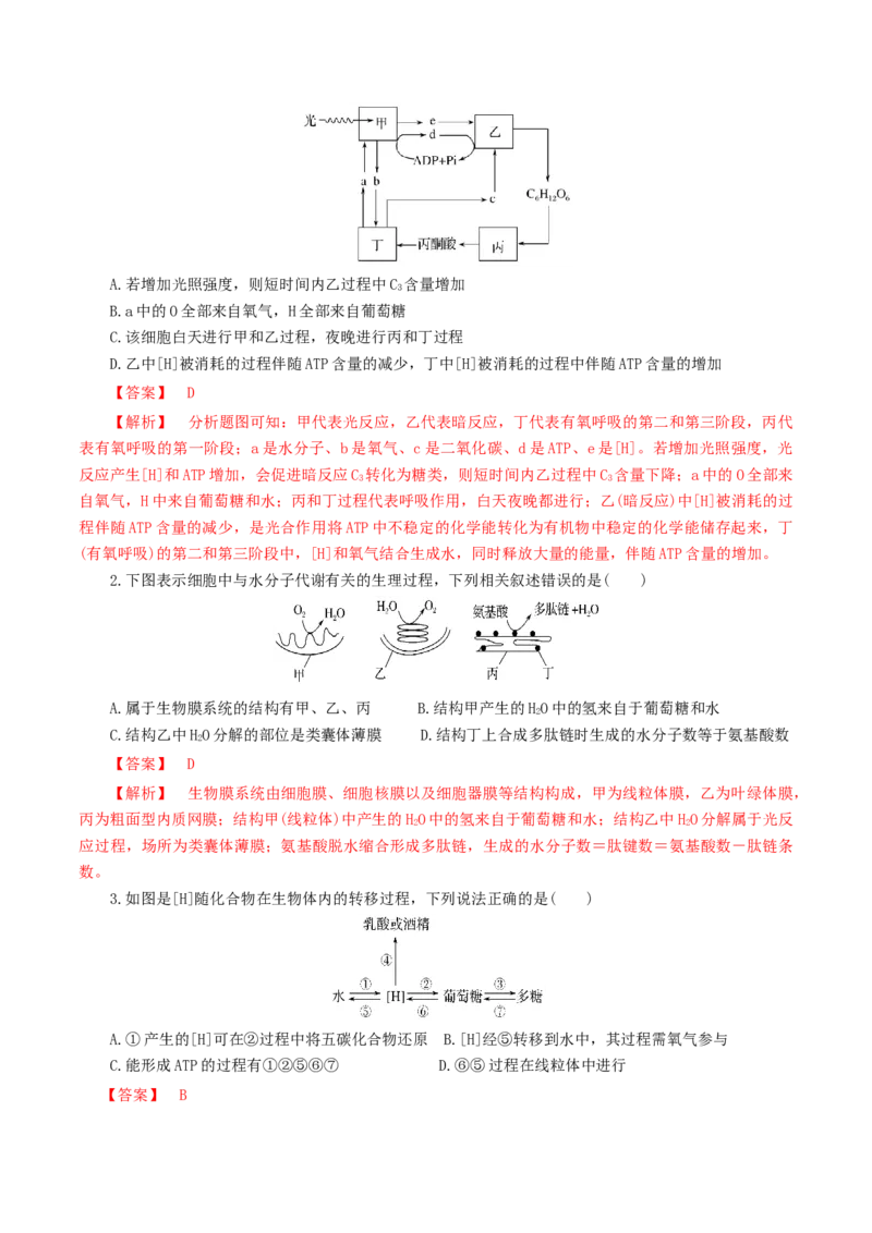 专题02细胞呼吸与光合作用的综合-备战2021年高考生物核心考点透析（解析版）_新高考复习资料_2021年新高考资料_备战2021年高考生物核心考点透析