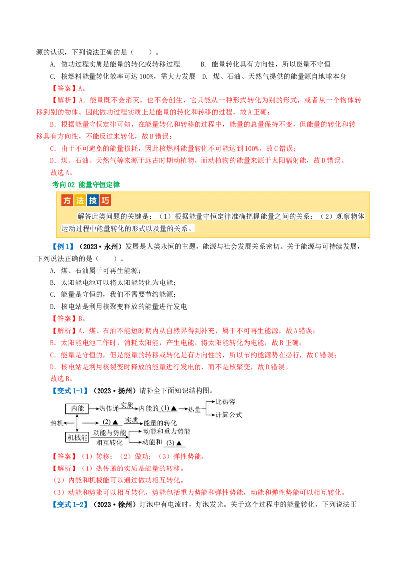 专题05内能、内能的利用（讲义）（解析版）_8、物理总复习_8.中考物理总复习_2024年中考复习资料_一轮复习资料_完2024年中考物理一轮复习课件+讲义+练习（全国通用）