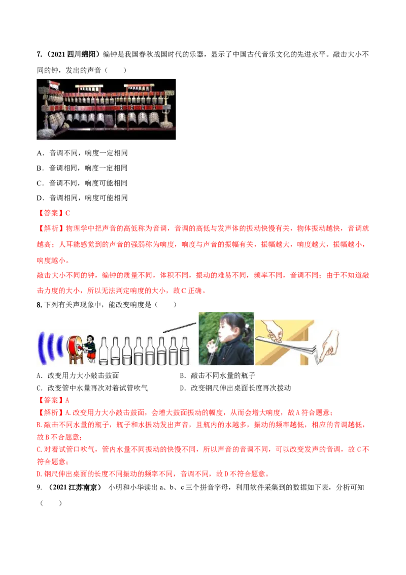 专题05声现象单元对点难题训练（解析版）_8、物理总复习_8.中考物理总复习_2023年中考复习资料_一轮复习_讲义+练习2023届中考物理一轮单元复习讲练考（全国通用）