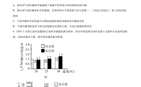 专题03细胞呼吸与光合作用-2021年高考生物真题与模拟题分类训练（学生版）_新高考复习资料_2023年新高考复习资料_一轮复习_2023年新高考大一轮复习讲义