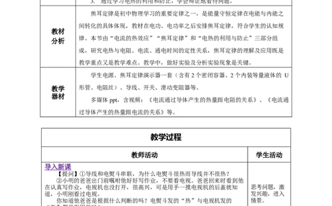 18.4焦耳定律（教学设计）-（人教版）_初物_八年级上下册+九年级全一册物理_九年级物理全一册_教学设计