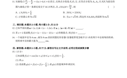 2025年普通高等学校招生全国统一考试数学（新Ⅱ卷）试题-题目来自MST考生回忆版_历年全国高考真题_2025全国各省高考真题+答案_全国2卷_数学