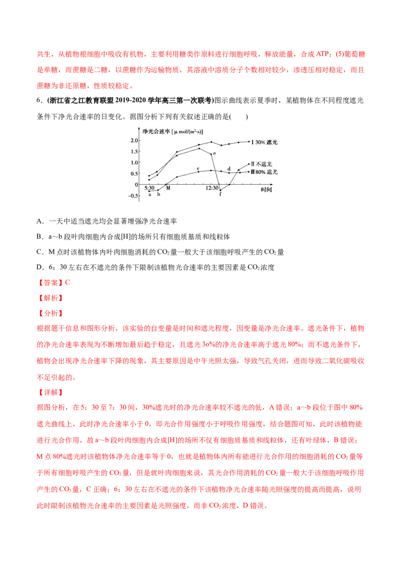 专题04光合作用-2020年高考真题和模拟题生物分项汇编（教师版含解析）_新高考复习资料_2022年新高考复习资料_2022年一轮复习最新版_1.2022年高考生物一轮复习全国通用版