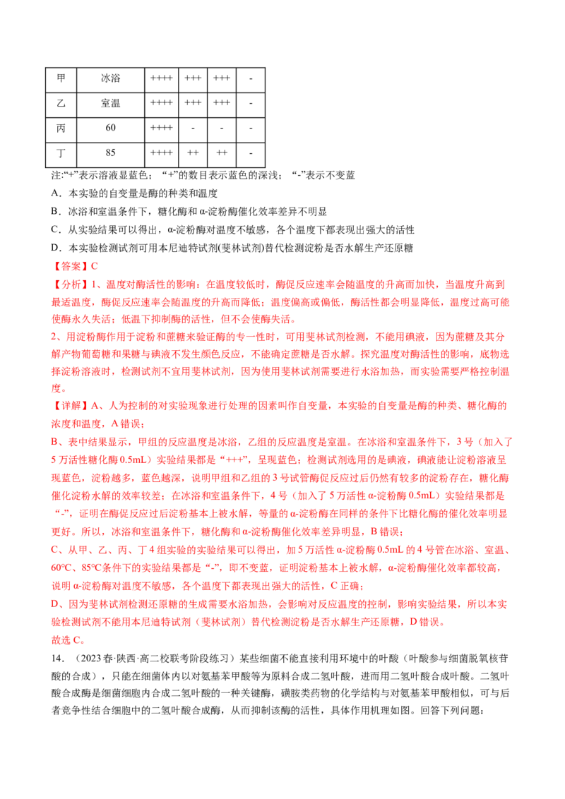 第8.1讲降低化学反应活化能的酶（练习）（解析版）_2024年新高考资料_1.2024一轮复习_2024年高考生物一轮复习讲练测（新教材新高考）