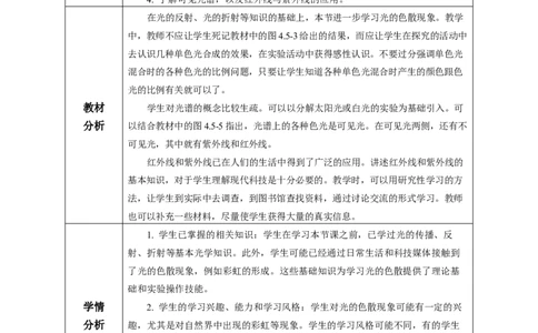 4.5光的色散（教学设计）-（人教版2024）_初物_八年级上下册+九年级全一册物理_八年级物理上册_教学设计（完）