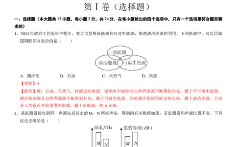 2024年中考押题预测卷01（南京卷）-物理（全解全析）_8、物理总复习_2024中考模拟题物理_押题预测_2024年中考押题预测卷01（南京卷）-物理（含考试版、全解全析、参考答案、答题卡）
