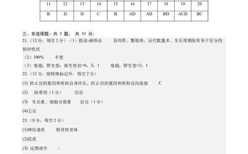 黄金卷01（参考答案）-赢在高考&middot;黄金8卷备战2024年高考生物模拟卷（辽宁专用）_2024年新高考资料_4.2024高考模拟预测试卷