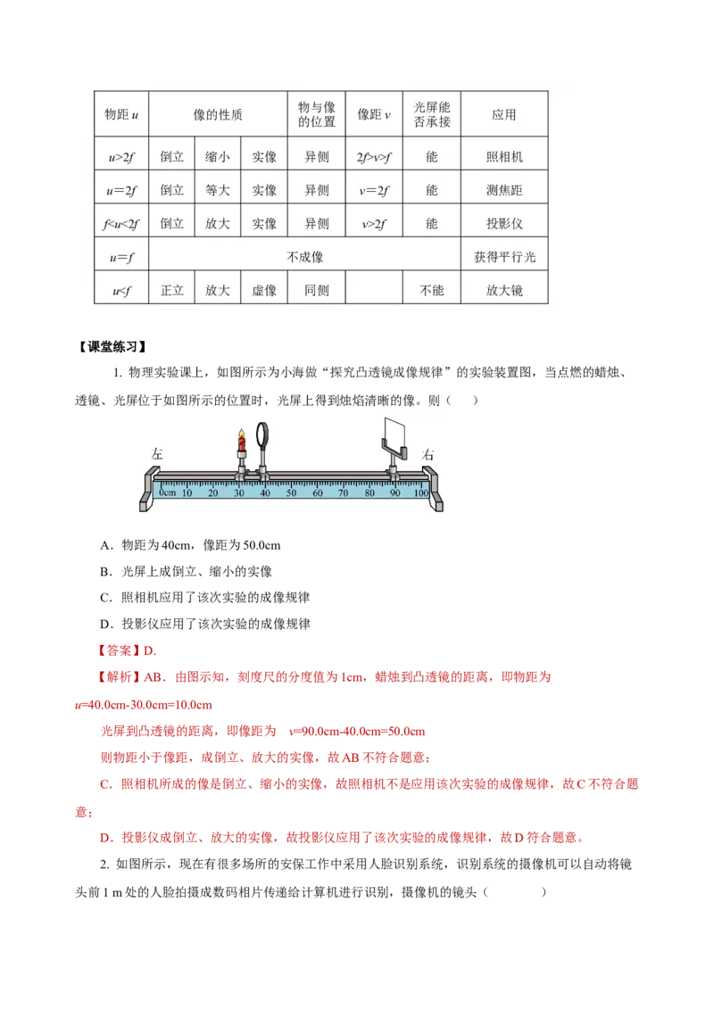 5.3凸透镜成像的规律（导学案）-（人教版）教师版_初物_八年级上下册+九年级全一册物理_八年级物理上册_老课标资料_导学案