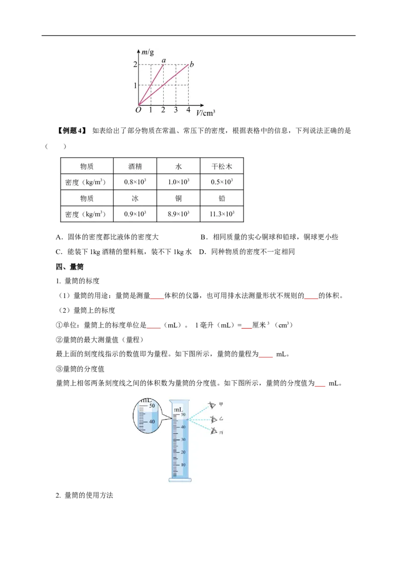 专题06质量与密度（知识梳理典例练习）（学生版）_8、物理总复习_2024年中考复习资料_一轮复习_更新2024年中考物理一轮复习精品资料_配套练习