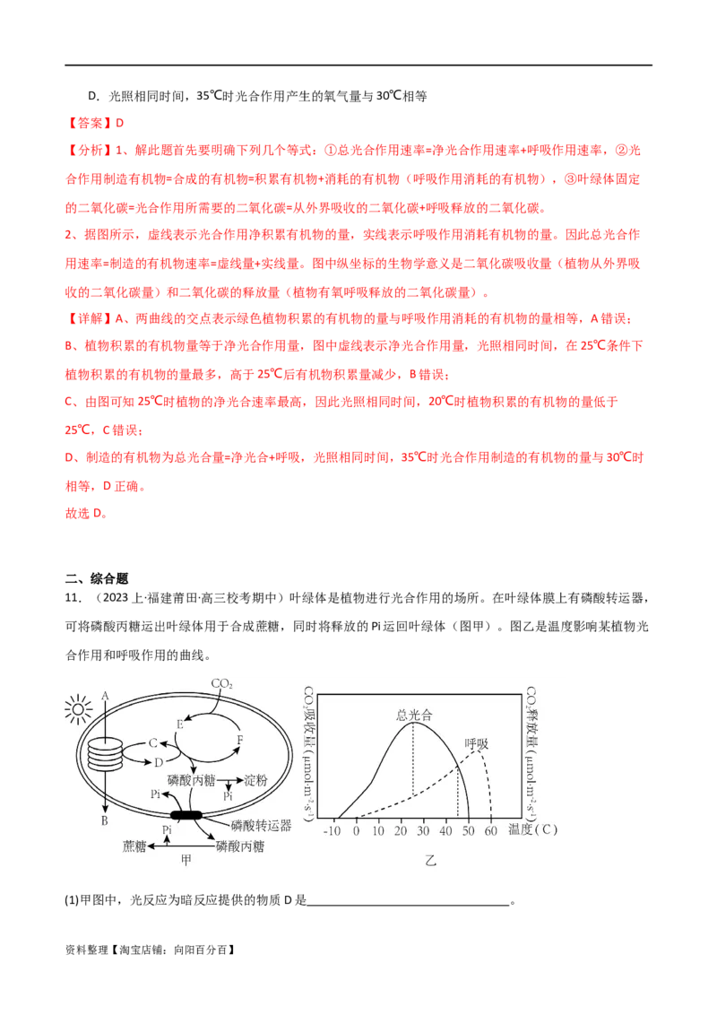 专题03细胞的能量供应和利用（解析版）_新高考复习资料_2024年新高考复习资料_❤专项复习资料_2024年高考生物热点&middot;重点&middot;难点专练（新高考专用）_教师版（含答案解析）