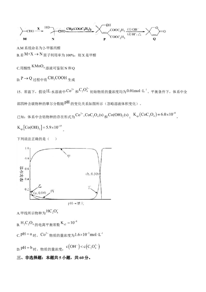 2025年山东高考化学试题原卷（word版）_历年全国高考真题_2025全国各省高考真题+答案_山东卷_化学