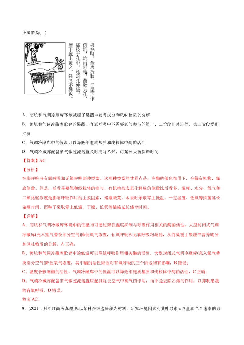 专题03细胞呼吸与光合作用-2021年高考生物真题与模拟题分类训练（教师版含解析）_新高考复习资料_2023年新高考复习资料_一轮复习_2023年新高考大一轮复习讲义