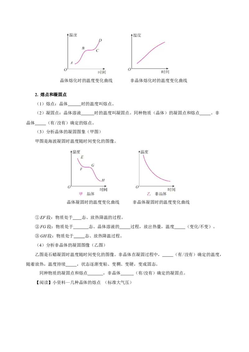 3.2熔化和凝固（导学案）-（人教版）学生版_初物_八年级上下册+九年级全一册物理_八年级物理上册_老课标资料_导学案