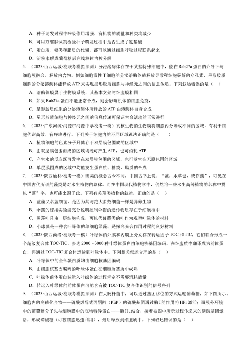 专题01细胞的分子组成、结构和物质运输（分层练）（原卷版）_新高考复习资料_2024年新高考复习资料_二轮复习资料_分层练
