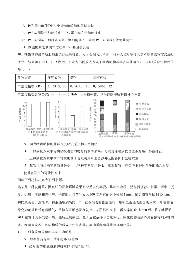 黄金卷01（考试版）-赢在高考&middot;黄金8卷备战2024年高考生物模拟卷（天津专用）_2024年新高考资料_4.2024高考模拟预测试卷