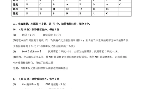 黄金卷01（参考答案）-赢在高考&middot;黄金8卷备战2024年高考生物模拟卷（北京专用）_2024年新高考资料_4.2024高考模拟预测试卷