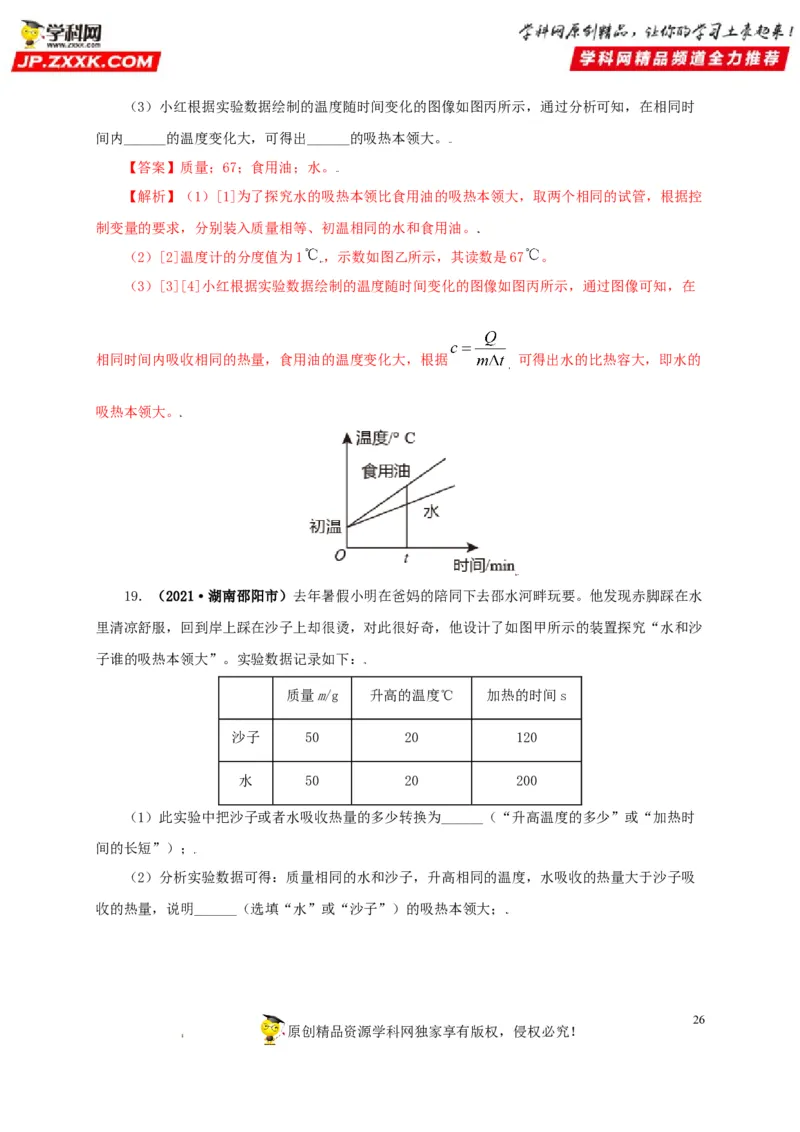 专题05内能及其应用（解析版）_8、物理总复习_8.中考物理总复习_2022年中考复习资料_三年（2019-2021）中考真题物理分项汇编（全国通用）