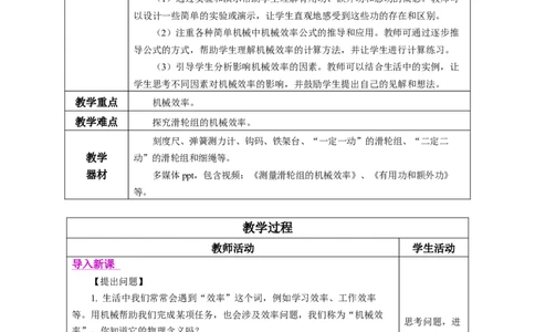 12.4机械效率（教学设计）-（人教版2024）_初物_八年级上下册+九年级全一册物理_八年级物理下册_教学设计（更新中）