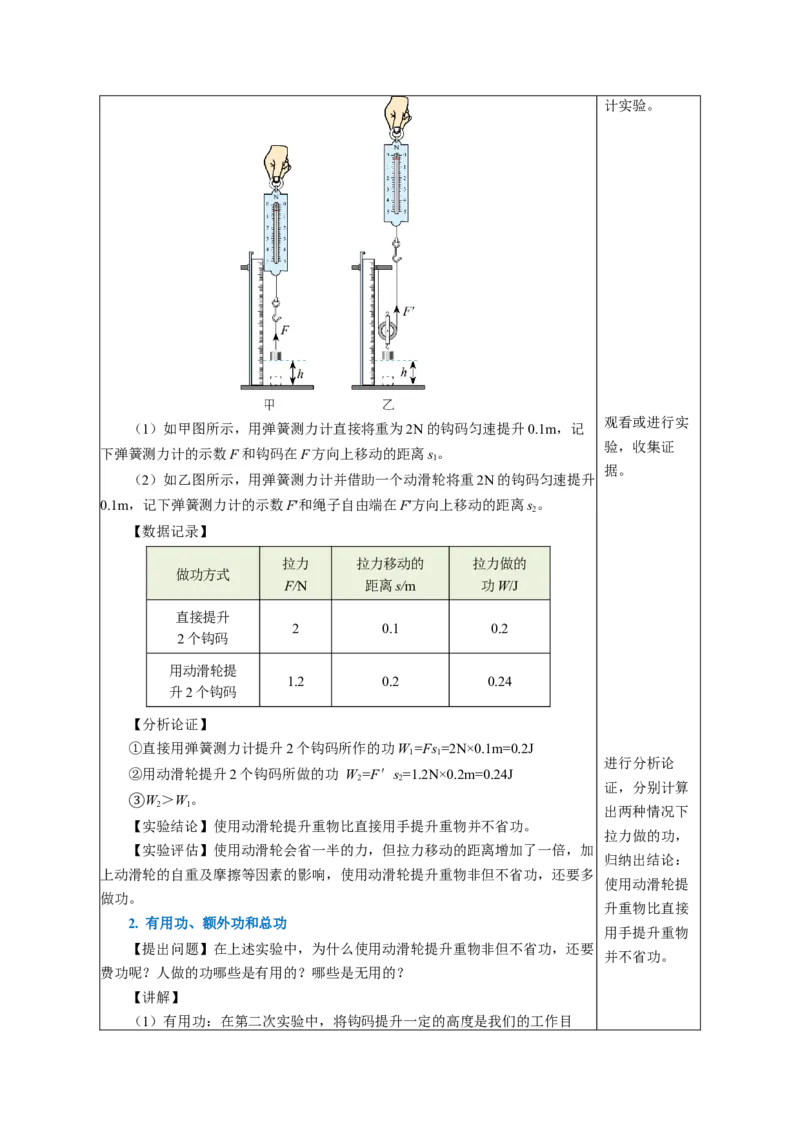 12.4机械效率（教学设计）-（人教版2024）_初物_八年级上下册+九年级全一册物理_八年级物理下册_教学设计（更新中）