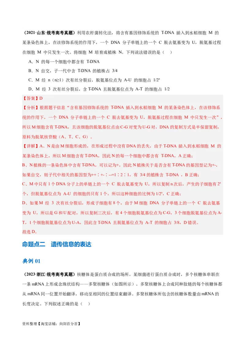 专题05遗传的分子基础（讲义）（解析版）_新高考复习资料_2024年新高考复习资料_二轮复习资料_高频考点解密2024年高考生物二轮复习高频考点追踪与预测（新高考专用）_讲义