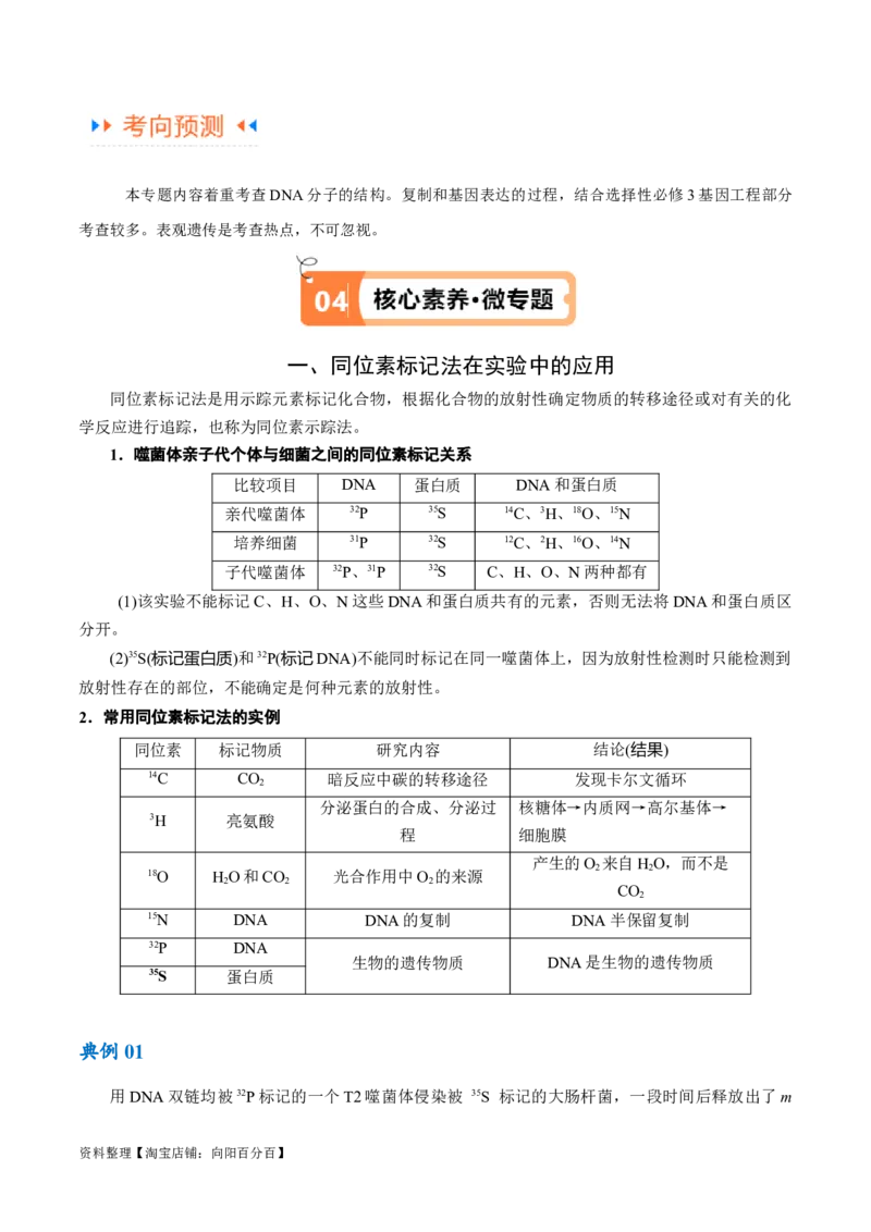 专题05遗传的分子基础（讲义）（解析版）_新高考复习资料_2024年新高考复习资料_二轮复习资料_高频考点解密2024年高考生物二轮复习高频考点追踪与预测（新高考专用）_讲义